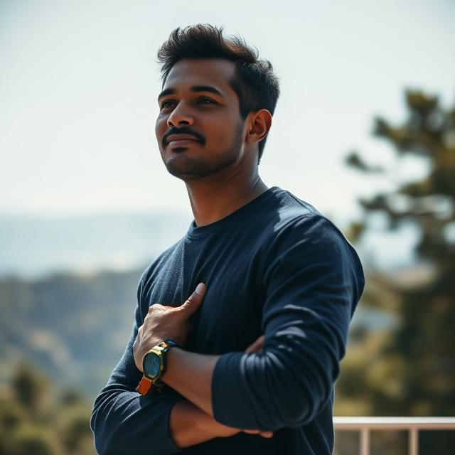 "Confident individual reflecting on his journey — MentaCoach helps you lead with clarity and purpose"